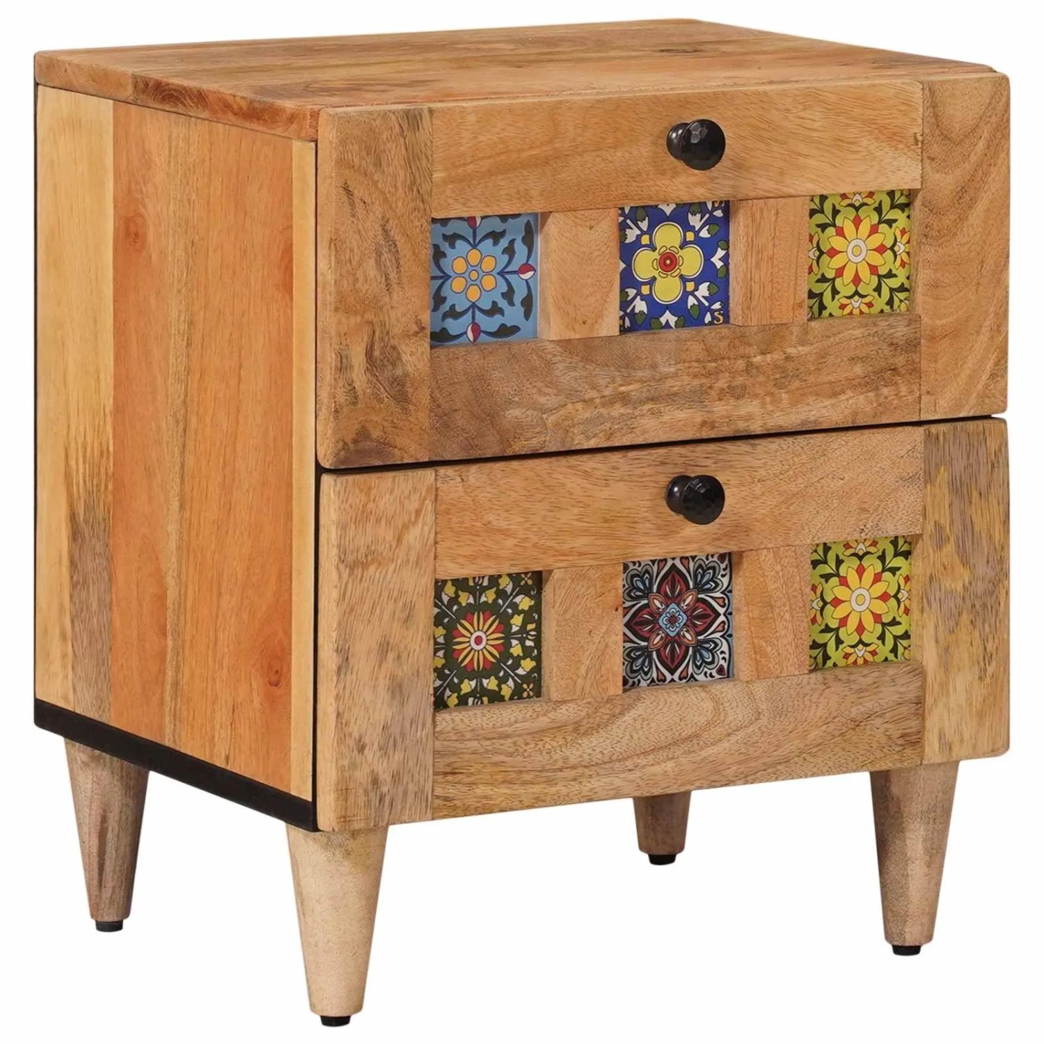 vidaXL Nachttisch Natur 40 x 33,5 x 46 cm Massivholz Mango 4018258