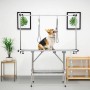 Costway klappbarer Hundepflegetisch mit Netzkorb und Hund zur Fellpflege.