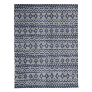 MeGusta Flachflor Teppich Luisa, 120x170 cm, hellblau mit Vintage Ethno Muster.