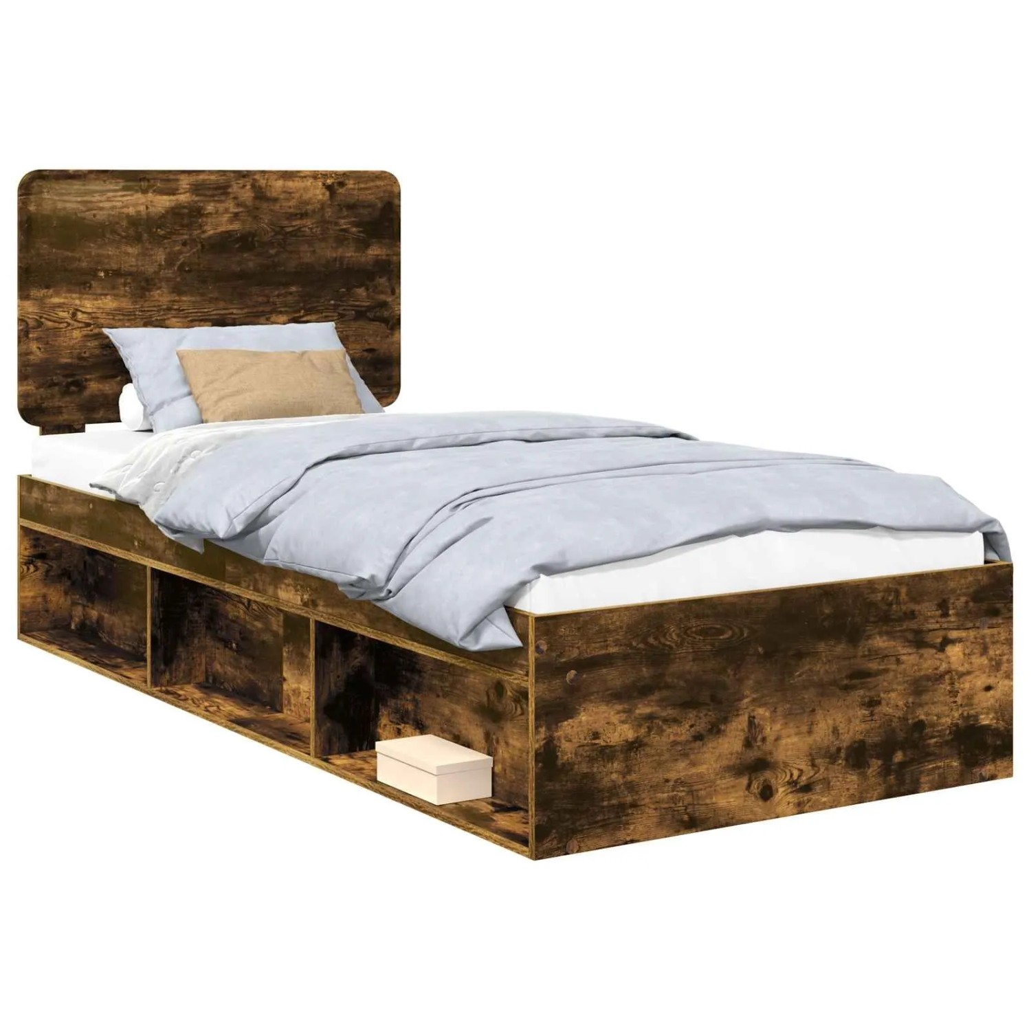 vidaXL Bettrahmen Räuchereiche 100 x 200 cm Massives Kiefernholz 3412528