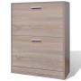 Schuhschrank in Eichen-Optik mit 2 Schuhkippern. Heller Holzschrank mit silbernen Griffen für Flur und Diele.