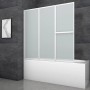 Aurlane Badewannenfaltwand White Comfort, 3-teilig, weißer Rahmen, gefrostetes Glas.