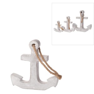 Maritime Deko-Figur: Anker mit Kordel in Grau-Weiß für Garten und Innenbereich.
