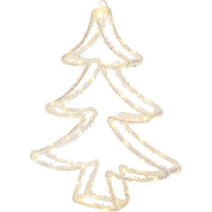 Transparente LED Silhouette Tannenbaum, 34 cm, warmweiß, für Innen- und Außenbereich.