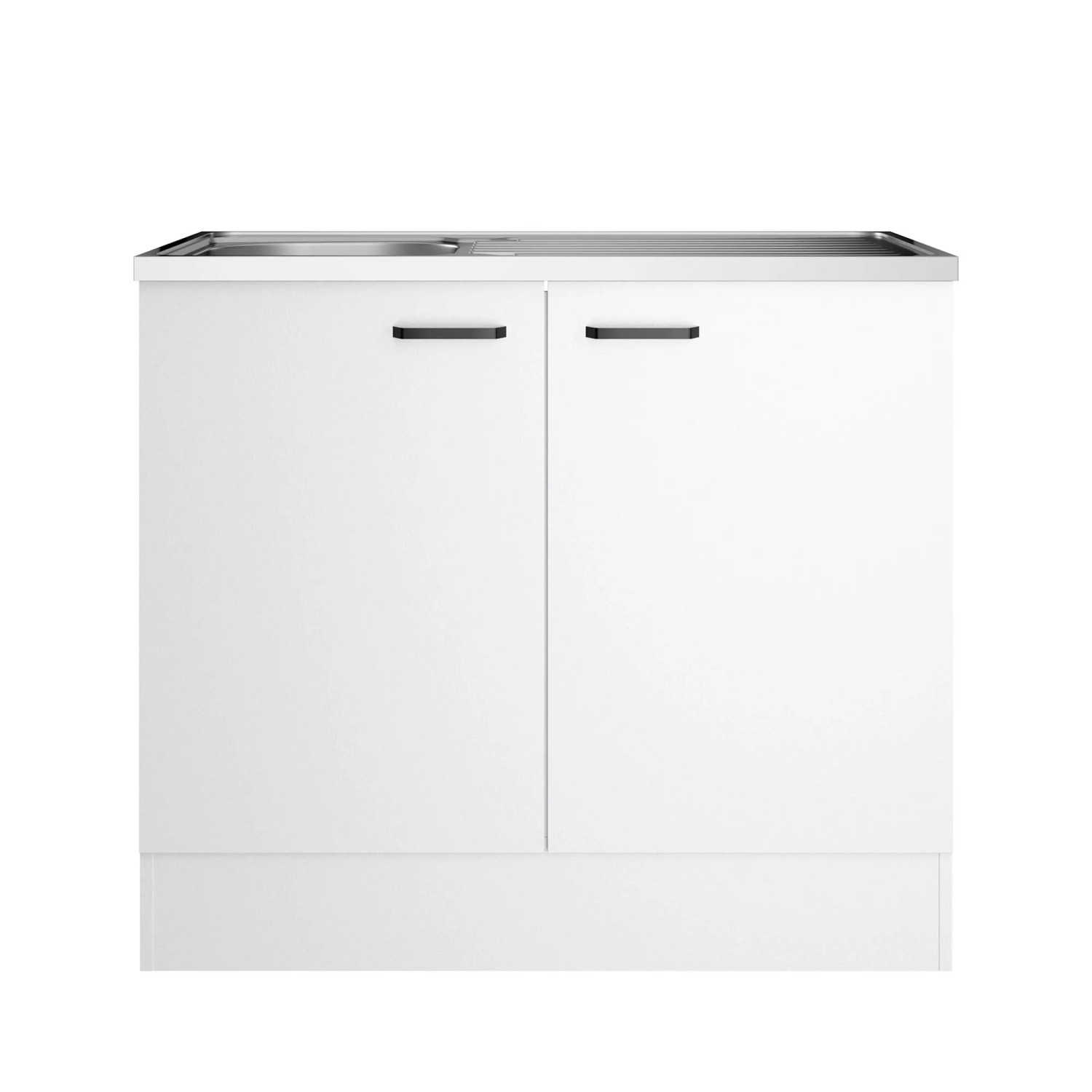 OPTIFIT Spülenunterschrank Bonn214 100 x 88,2 x 60 cm Weiß mit Auflagespüle