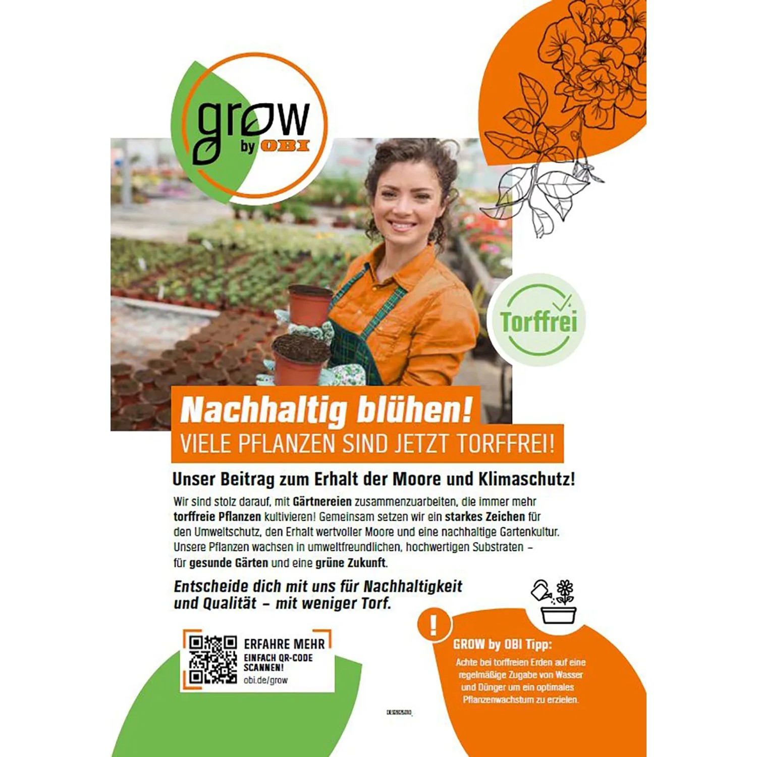 GROW by OBI: Nachhaltige Blühpflanzen ohne Torf für Garten und Balkon.