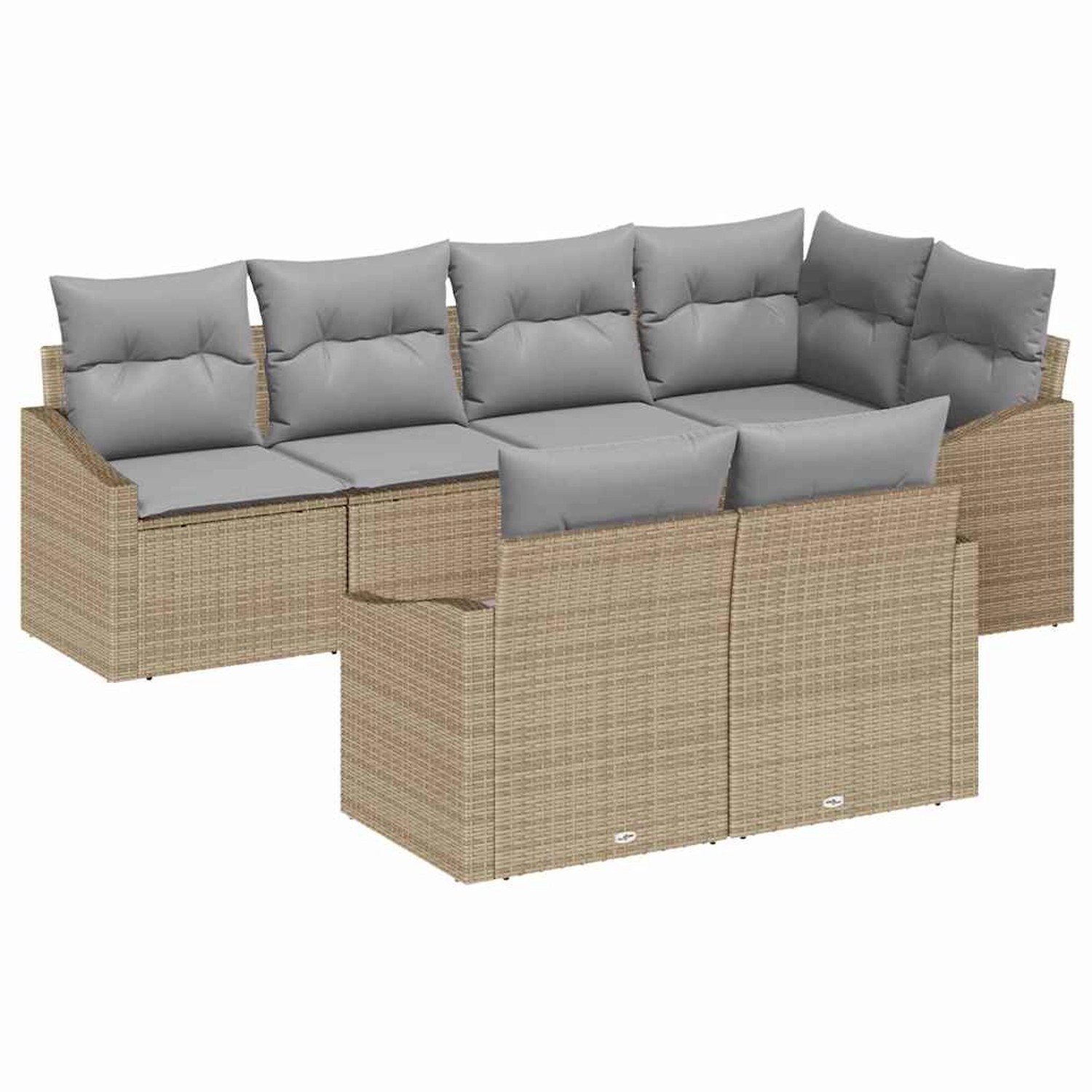 vidaXL Garten-Sofa-Set 7-Tlg Beige Poly Rattan 3346760 günstig online kaufen