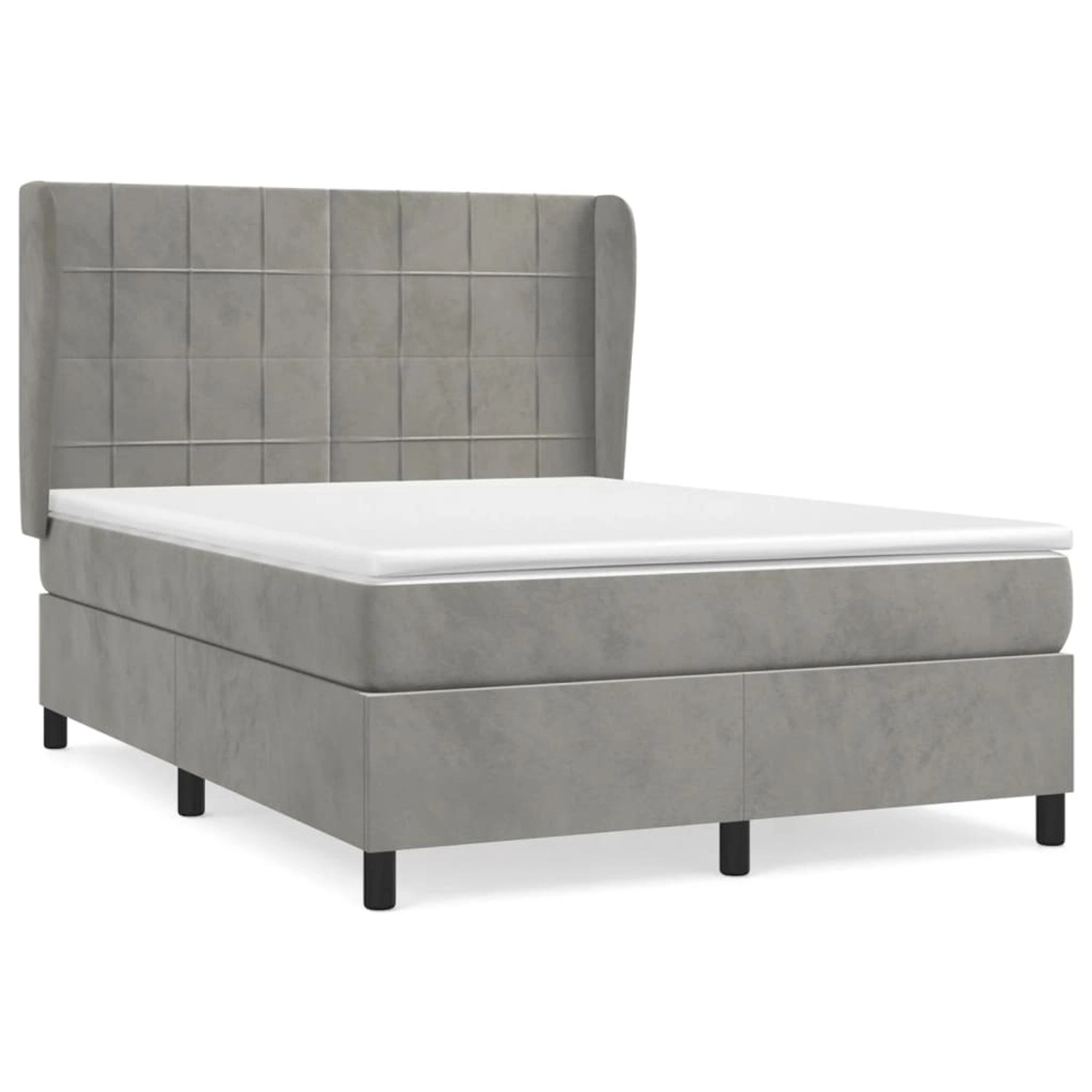 vidaXL Boxspringbett mit Matratze Hellgrau 140x190 cm Samt1399498 günstig online kaufen