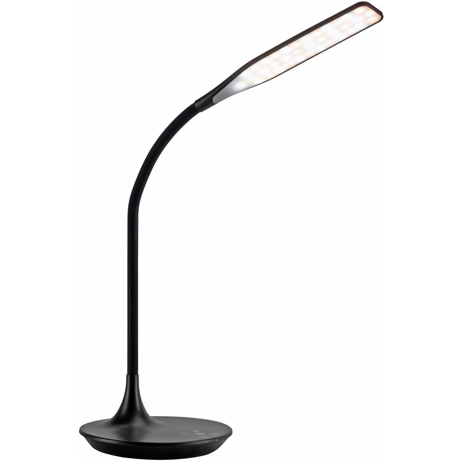 Schwarze LED-Tischleuchte Rafael mit Touchdimmer und verstellbarer Lichtfarbe (2700-6000 K).
