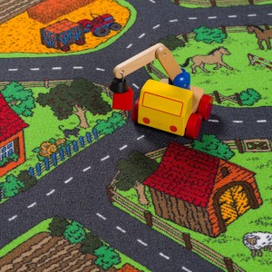 Snapstyle Kinder Straßenteppich, anthrazit, 133x133cm mit Spielzeugbagger