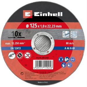 Einhell Trennscheibe dünn, 115x1,1mm, 10er-Pack. Zubehör für Miniaturwerkzeuge.