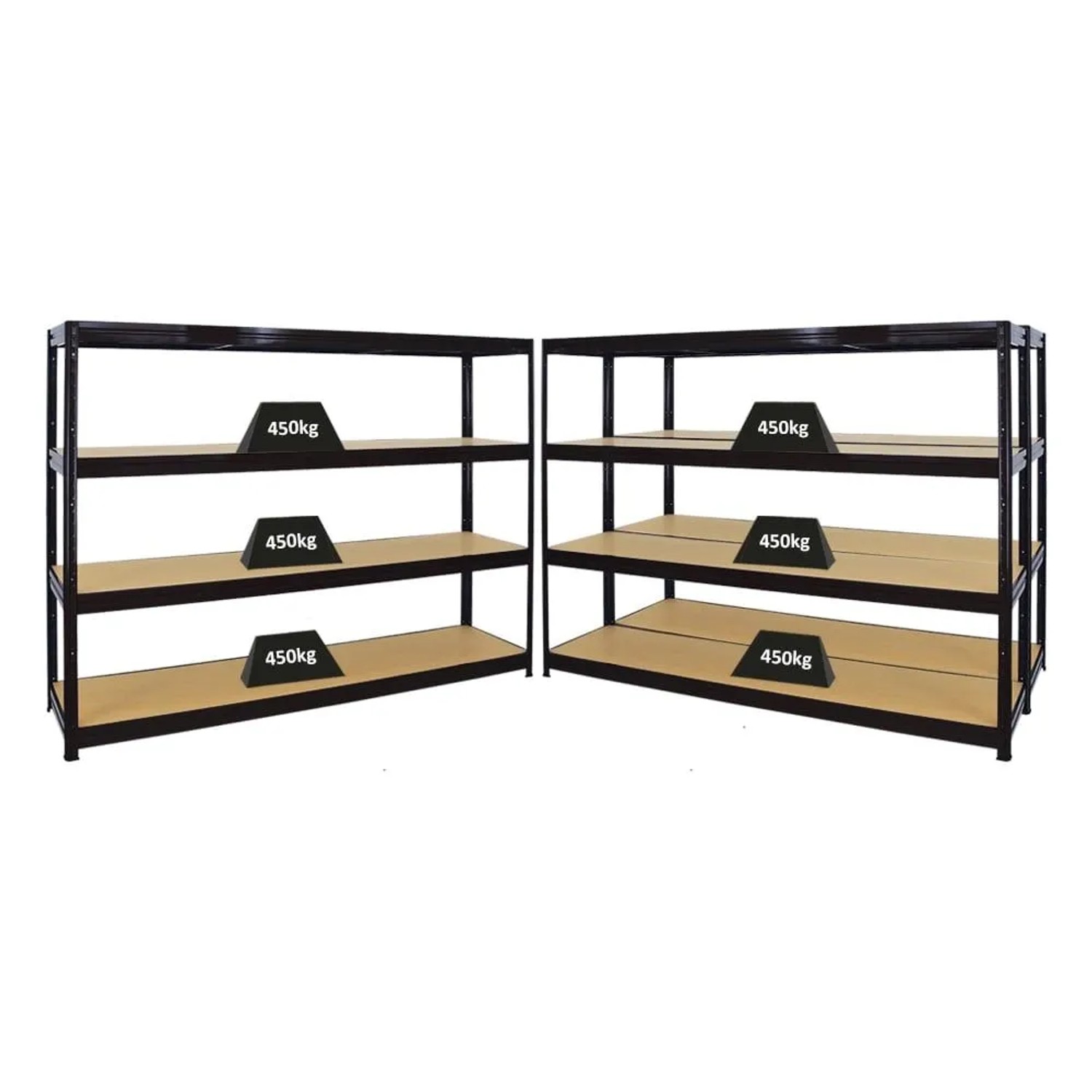 PROREGAL Mega Deal 3er-Sparset Profi-Schwerlastregal Dino 180x240x60cm Fachlast 450kg Schwarz