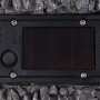 Detailaufnahme der Solarpanel-Rückseite der grauen Globo LED-Solaraußenleuchte Eule aus Kunststoff.