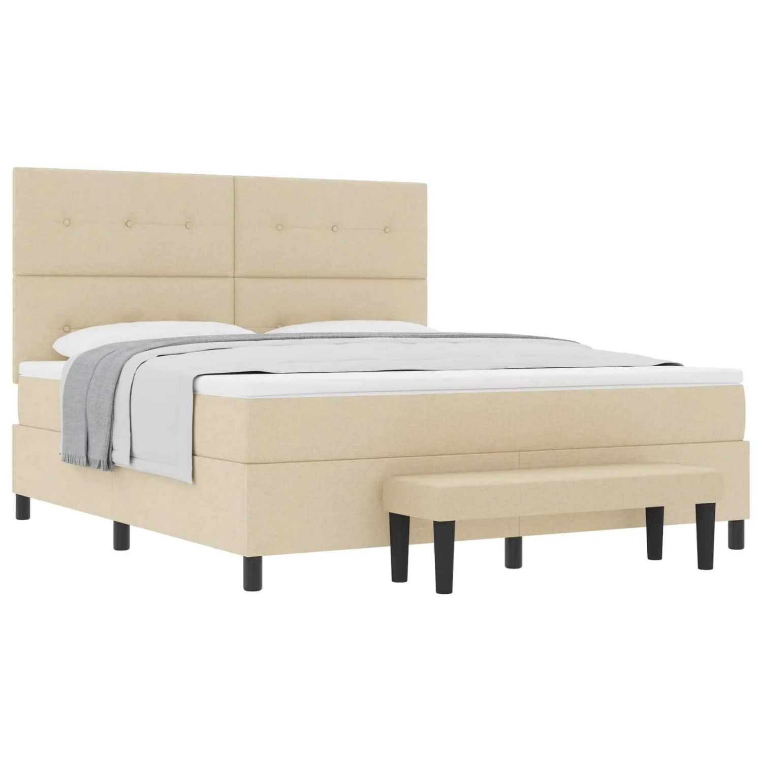 vidaXL Boxspringbett mit Matratze Creme 180 x 200 cm Stoff 3344091