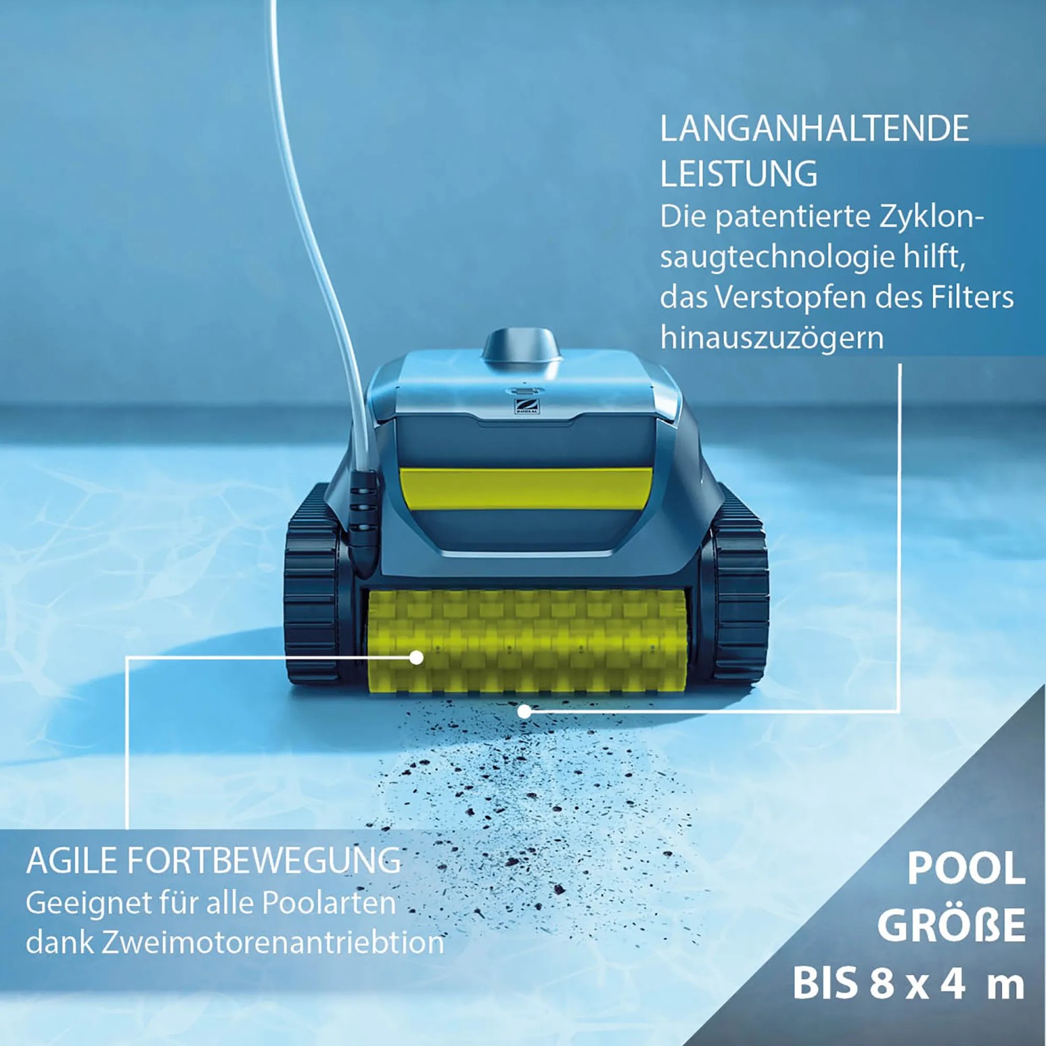 Zodiac Sweepy SWY3520 Poolroboter zur Reinigung von Boden und Wänden, grau.