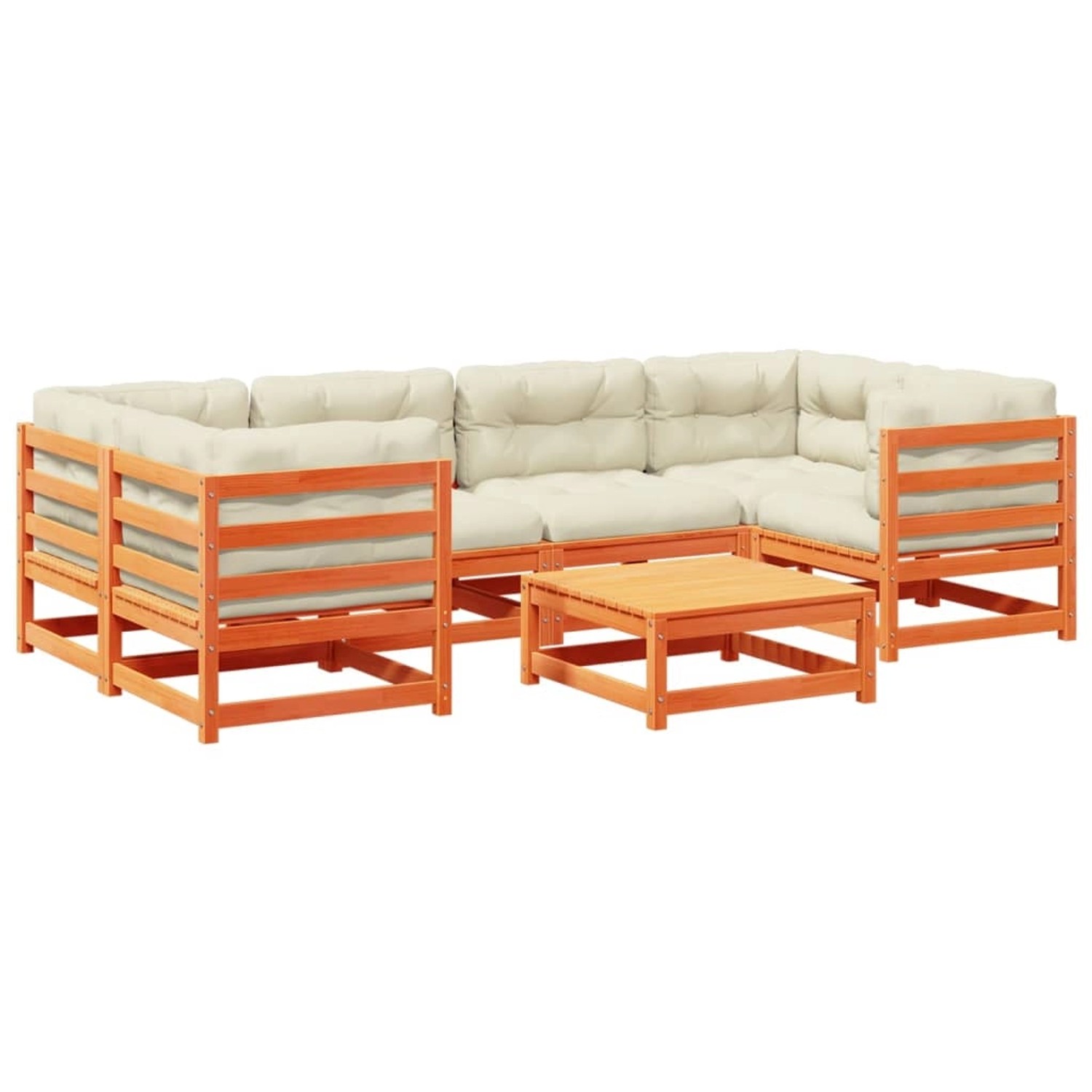 vidaXL 7-Tlg Garten-Sofagarnitur mit Kissen Wachsbraun Kiefernholz 3299313 günstig online kaufen