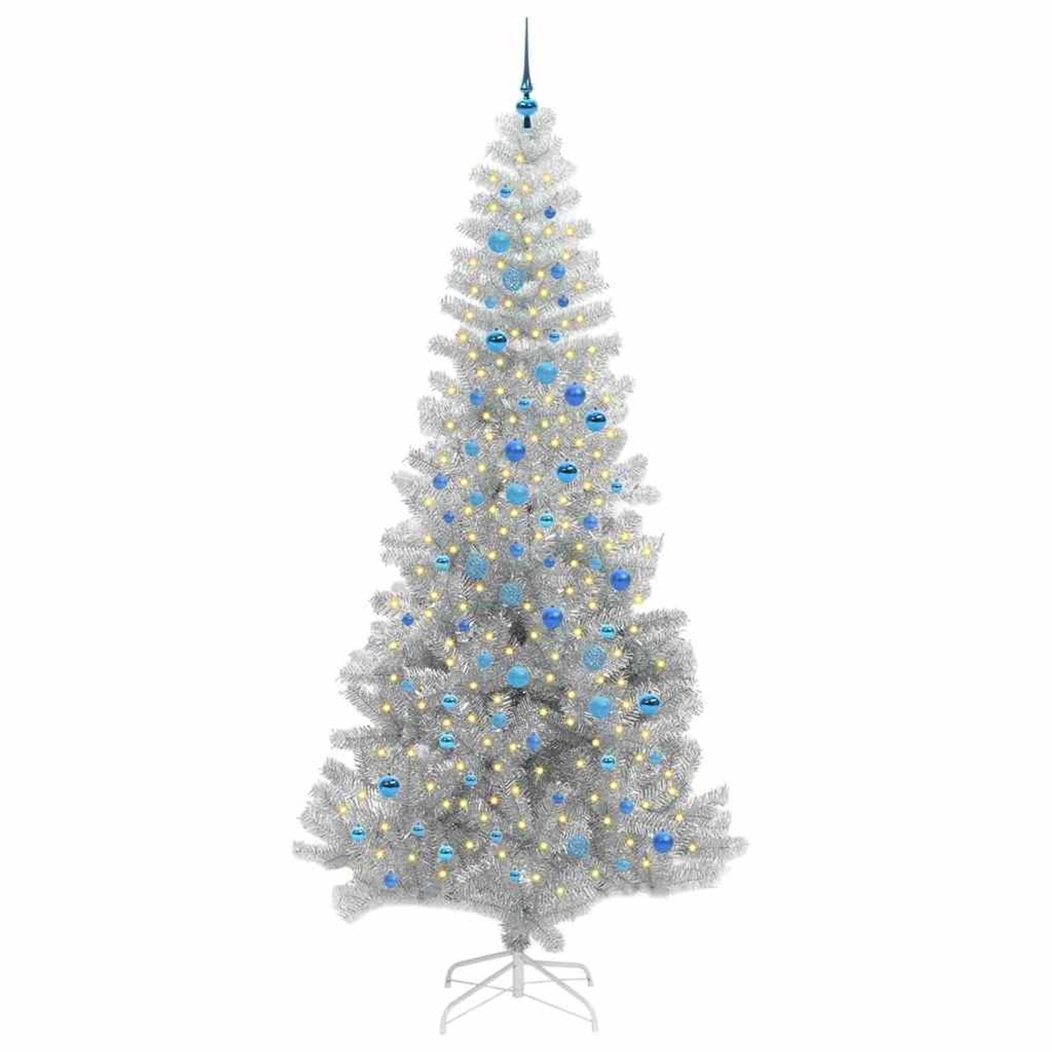 vidaXL Weihnachtsbaum mit 300 LEDs mit Ständer Silber 240 cm PET 3396699