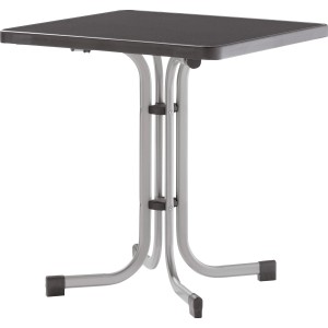 Quadratischer Sieger Klapptisch in Graphit, 70x70 cm, ideal für Balkon und Garten.