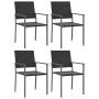 vidaXL Garten-Essgruppe, 4 schwarze Rattan-Stühle mit Stahlrahmen.