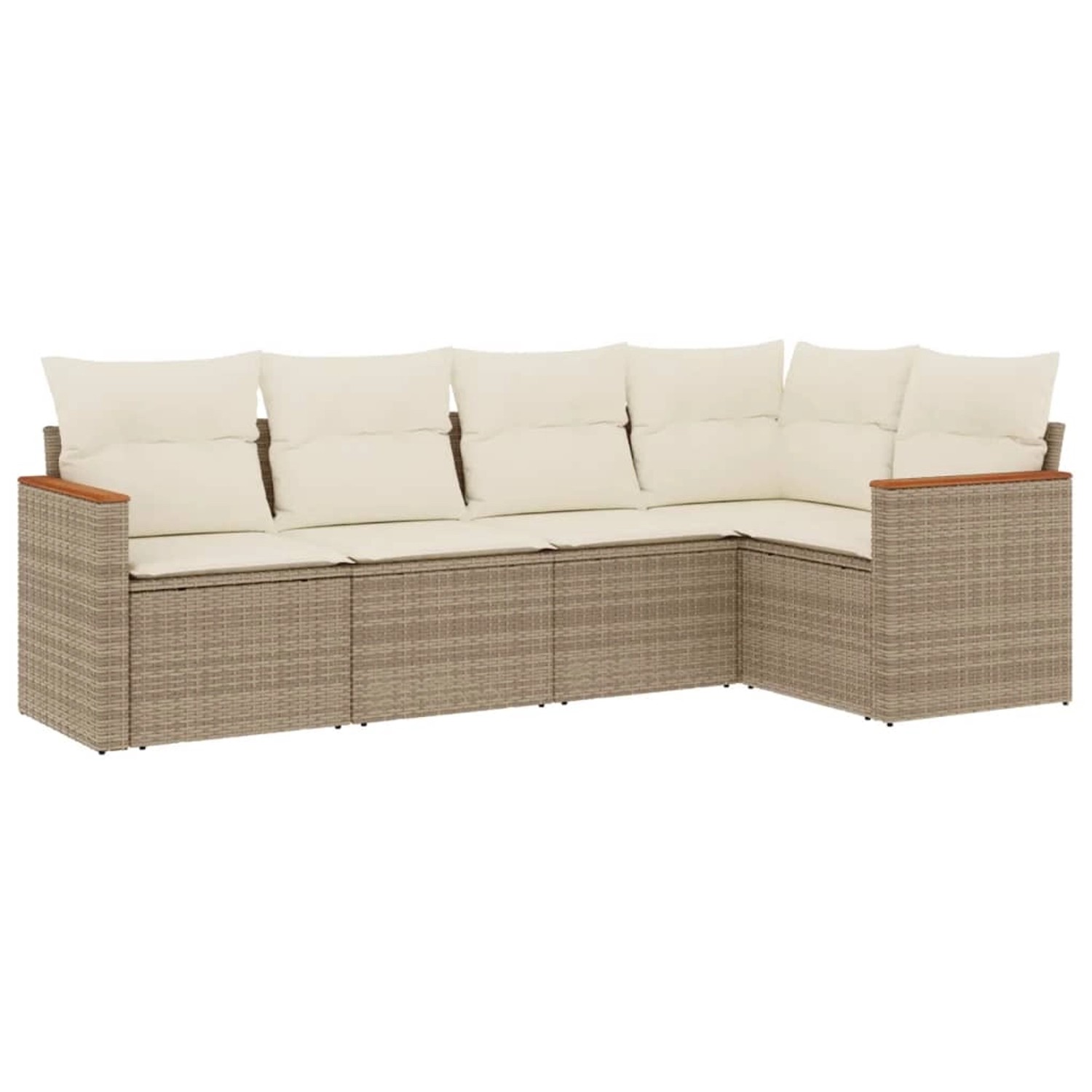vidaXL 5-Tlg Garten-Sofagarnitur mit Kissen Beige Poly Rattan 3225946 günstig online kaufen