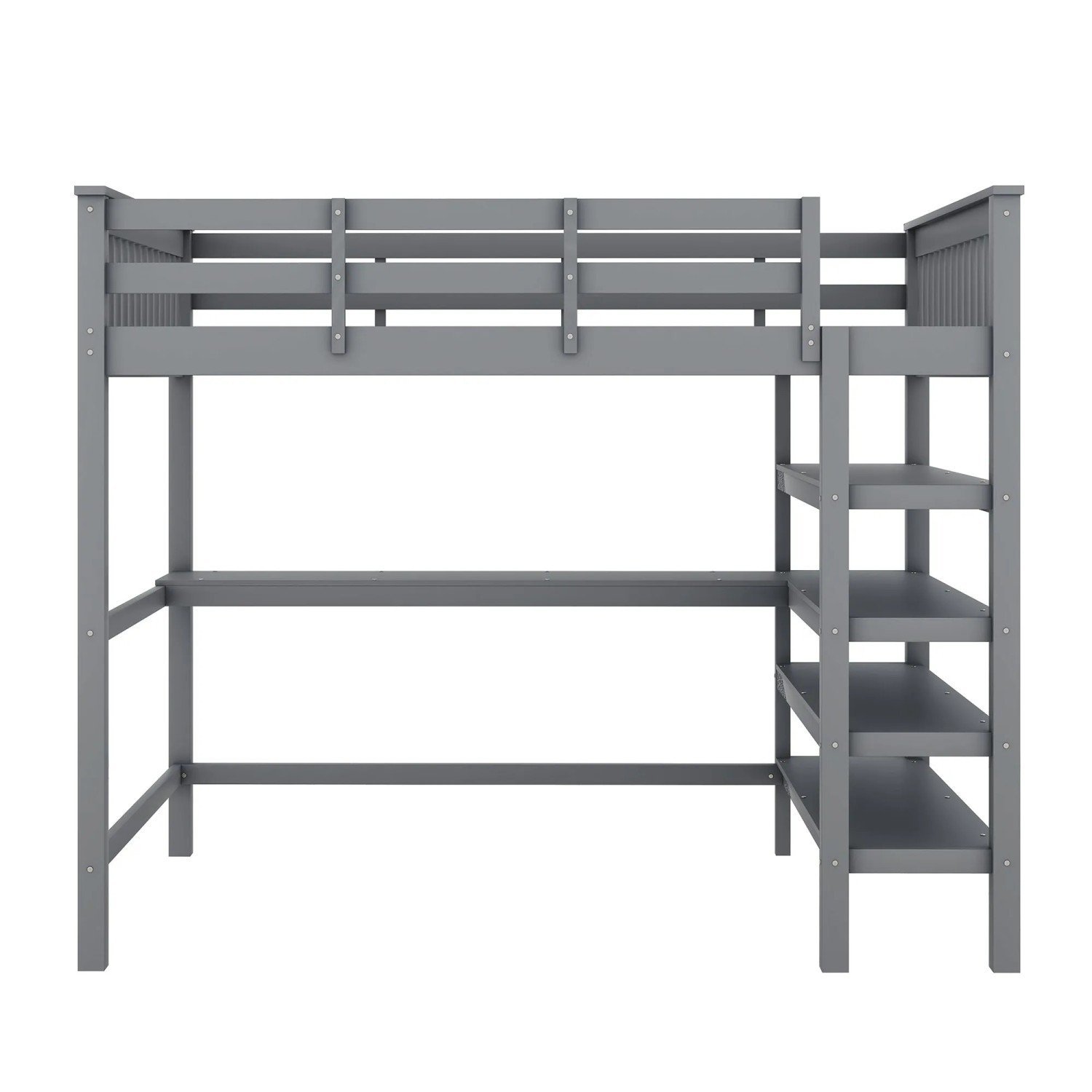 Merax Kinder Hochbett 140x200 cm Mit Ablagefächern Unterbettschreibtisch Grau