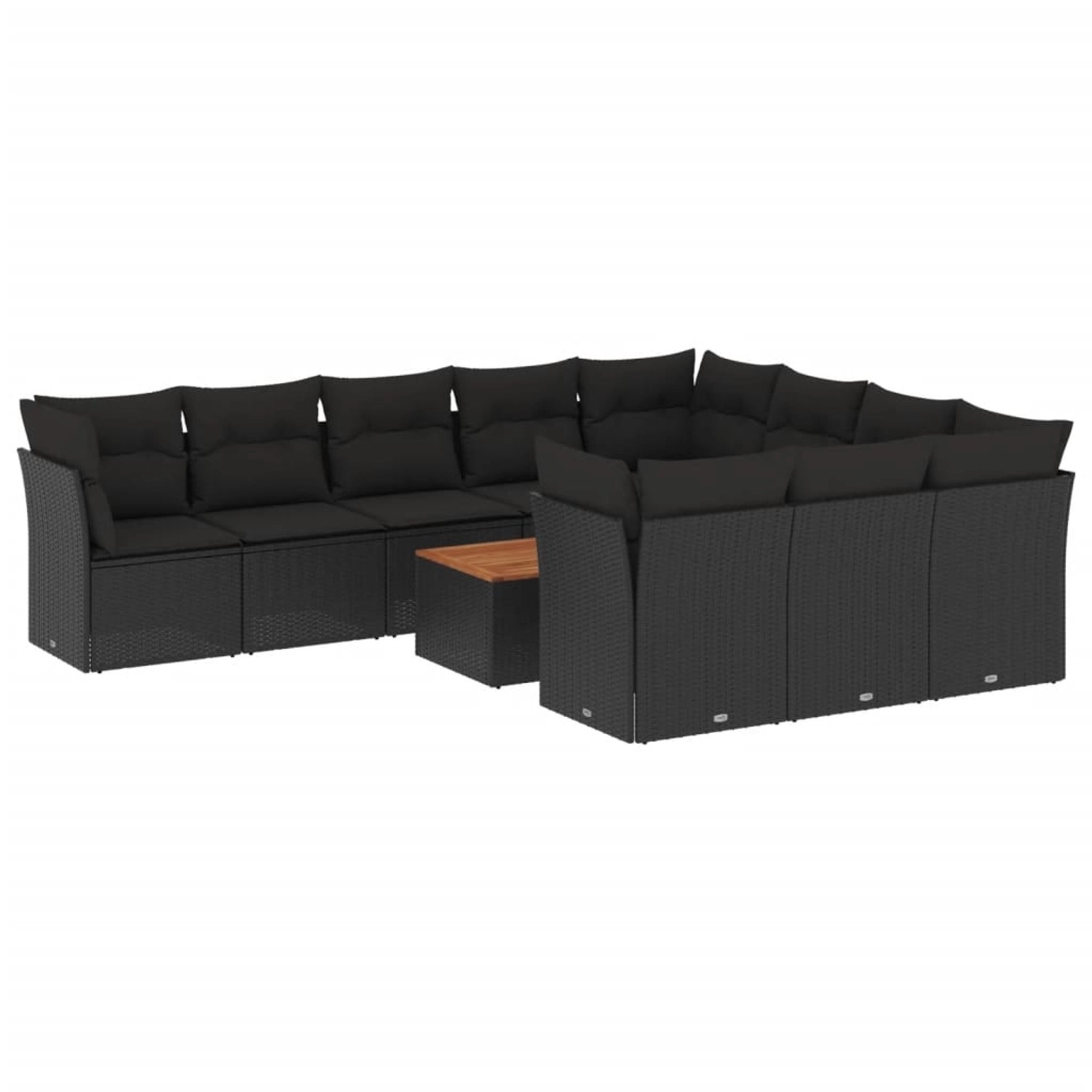 vidaXL 11-tlg Garten-Sofagarnitur mit Kissen Schwarz Poly Rattan Modell 48 günstig online kaufen