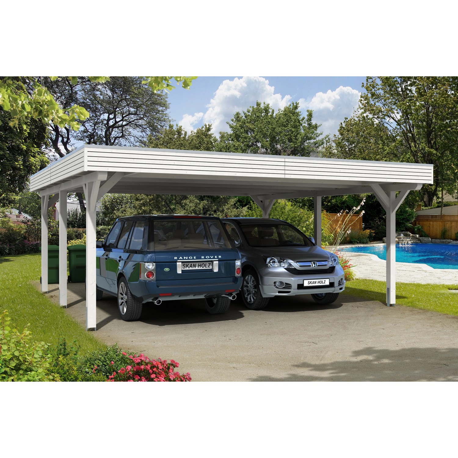 Skan Holz Carport Spessart 611 cm x 604 cm Weiß günstig online kaufen