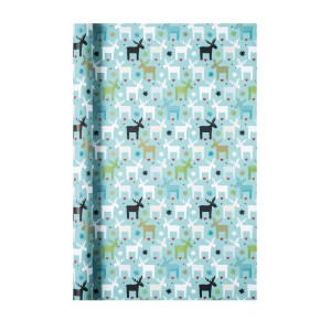 Duni Geschenkpapier Christmas Delight mit Rentier-Motiv auf hellblauem Grund.