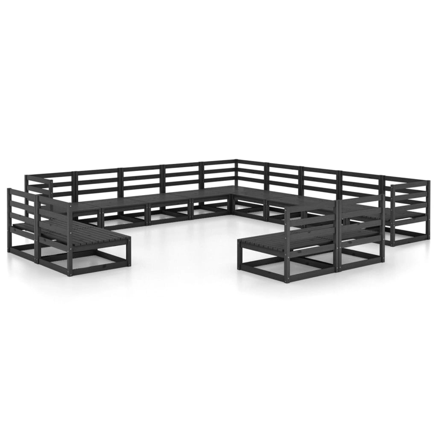 vidaXL 13-tlg Garten-Lounge-Set Schwarz Massivholz Kiefer Modell 3 günstig online kaufen