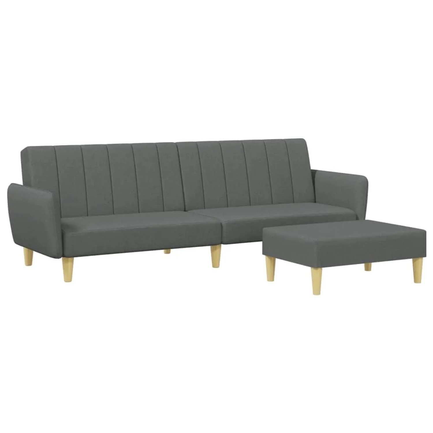 vidaXL Schlafsofa 2-Sitzer mit Fußhocker Dunkelgrau Stoff 3216247 günstig online kaufen