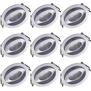 Oktaplex 9er Set Einbaustrahler Aluminium Lyon Schwenkbar Stufenlos Dimmbar 4000K Neutralweiß 370lm 4,9W Deckenspot