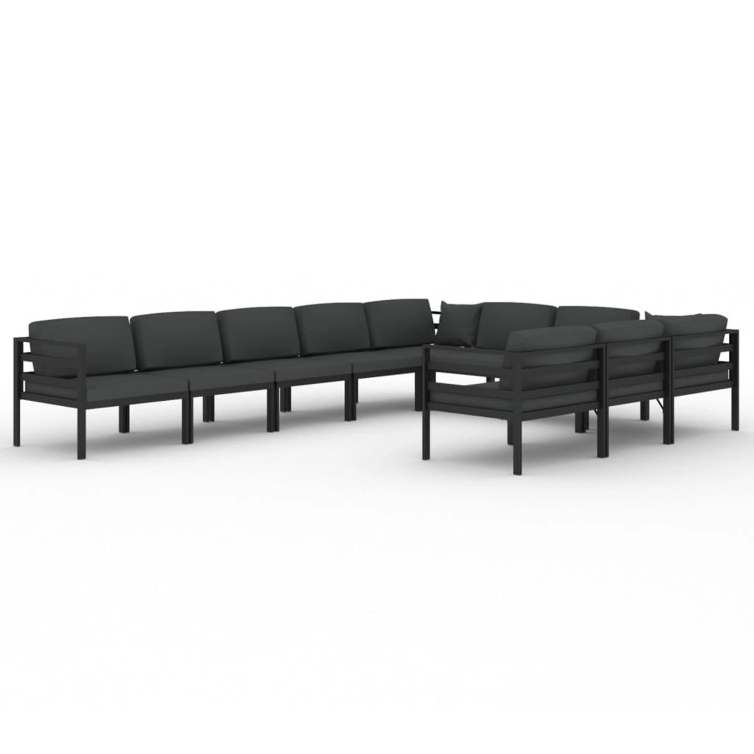 Vidaxl 10-tlg. Garten-lounge-set Mit Kissen Aluminium Anthrazit günstig online kaufen