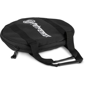 Schwarze Petromax Transporttasche für Feuerpfanne fp35/fp35-t, Grillutensil mit Tragegriffen und Reißverschluss.