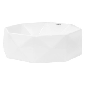 Weißes, rundes ML-Design Handwaschbecken aus Keramik mit Diamant Design, 42x13,5cm.