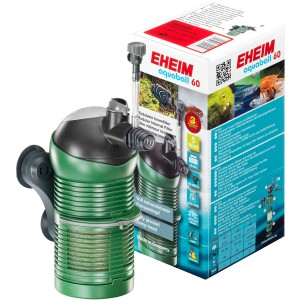 Eheim Aquaball 60 Innenfilter für Aquarien, mit schwenkbarem Pumpenkopf und Filtermedien.