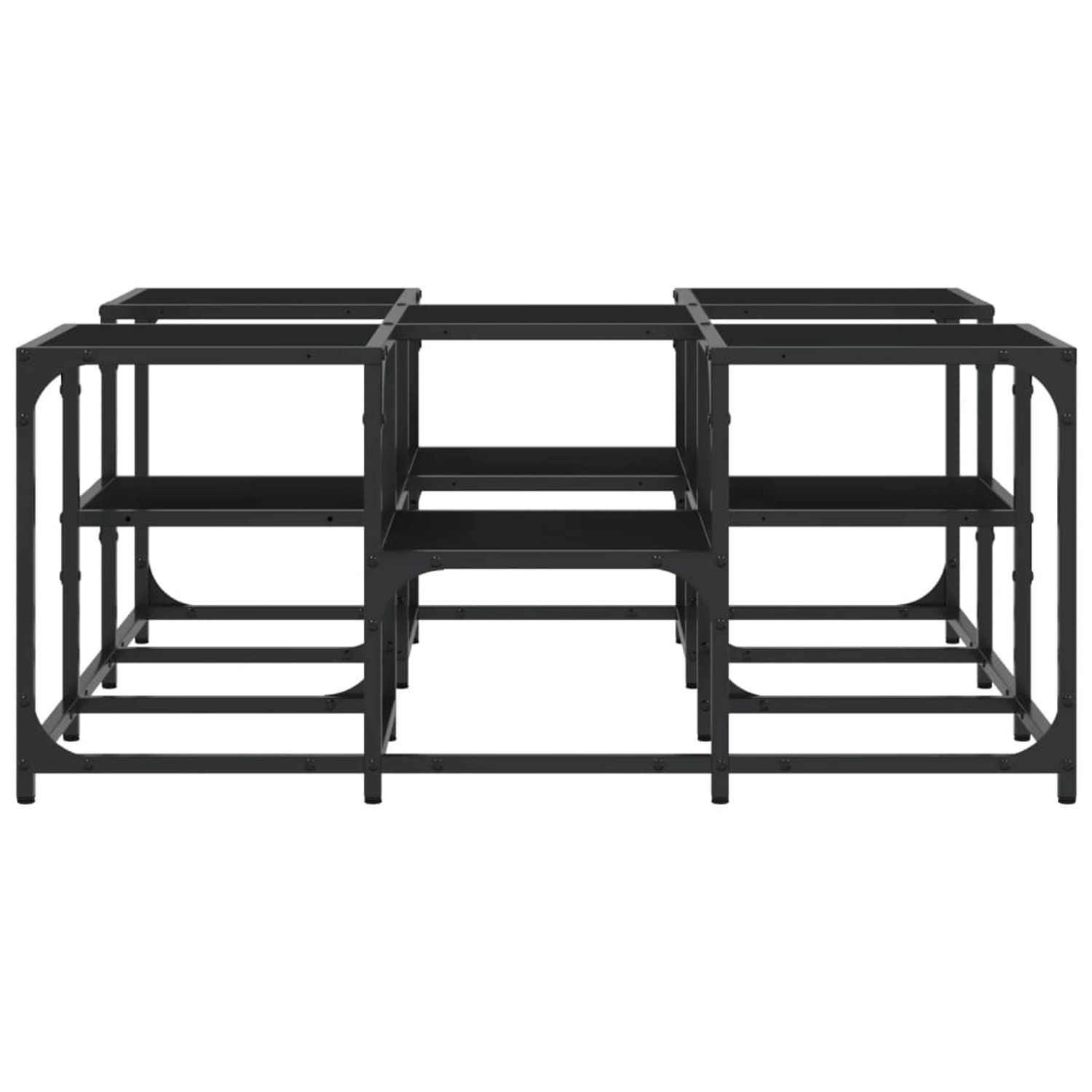 Schwarzer vidaXL Couchtisch (91x91x40 cm) aus Holzwerkstoff und Metall.