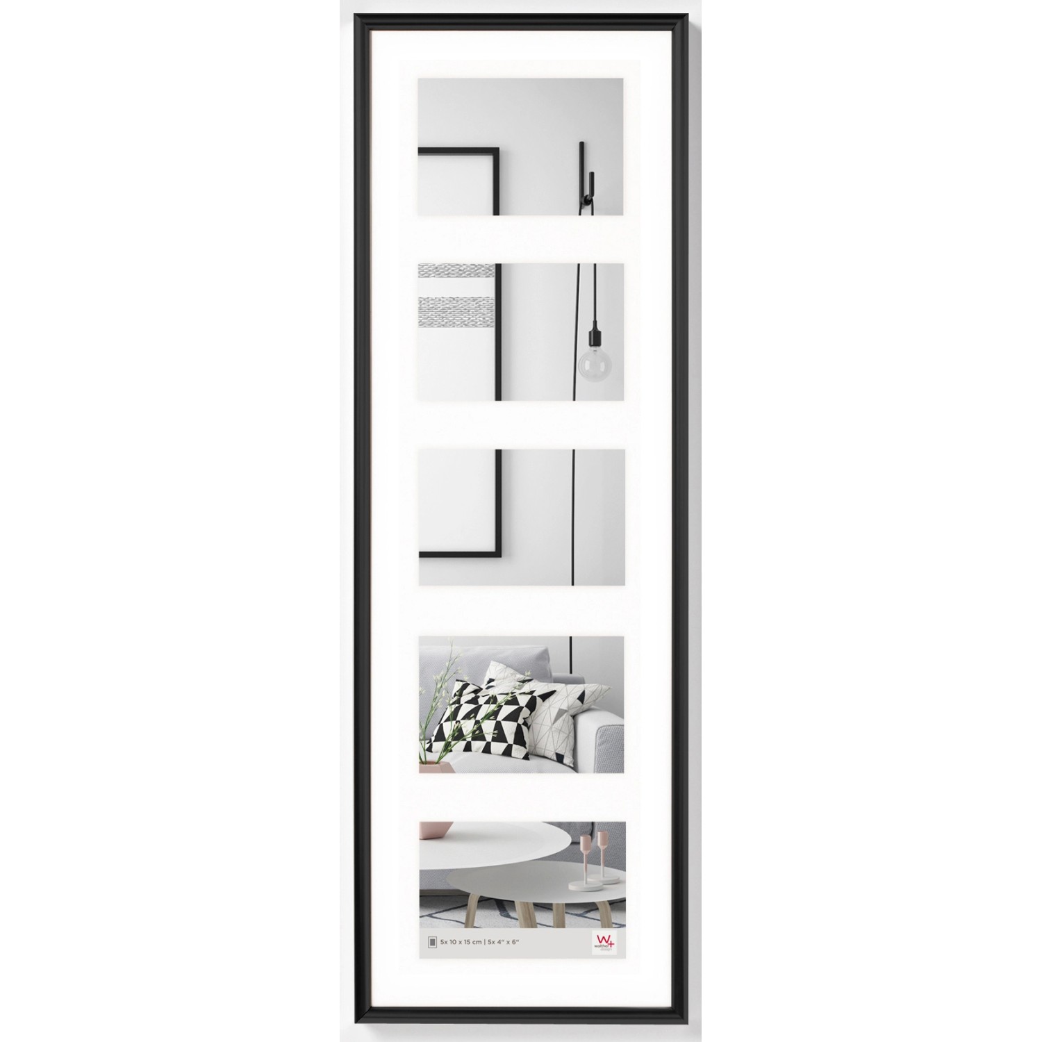 walther design Galeria Kunststoff Galeriebilderrahmen  5x 10x15 cm  Schwarz günstig online kaufen