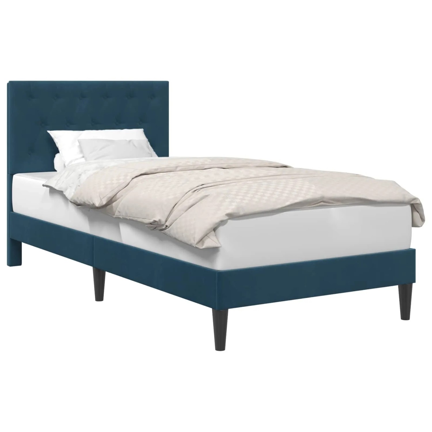 vidaXL Bettrahmen mit Kopfteil Blau 90 x 200 cm Samt 42027642
