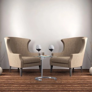 Relaxdays Kaffeetisch Stahl Glas Höhenverstellbar ø 46 cm 45 cm bis 70 cm