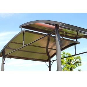 Leco Grillpavillon mit Polycarbonat-Dach in Anthrazit, Detailansicht des Daches.