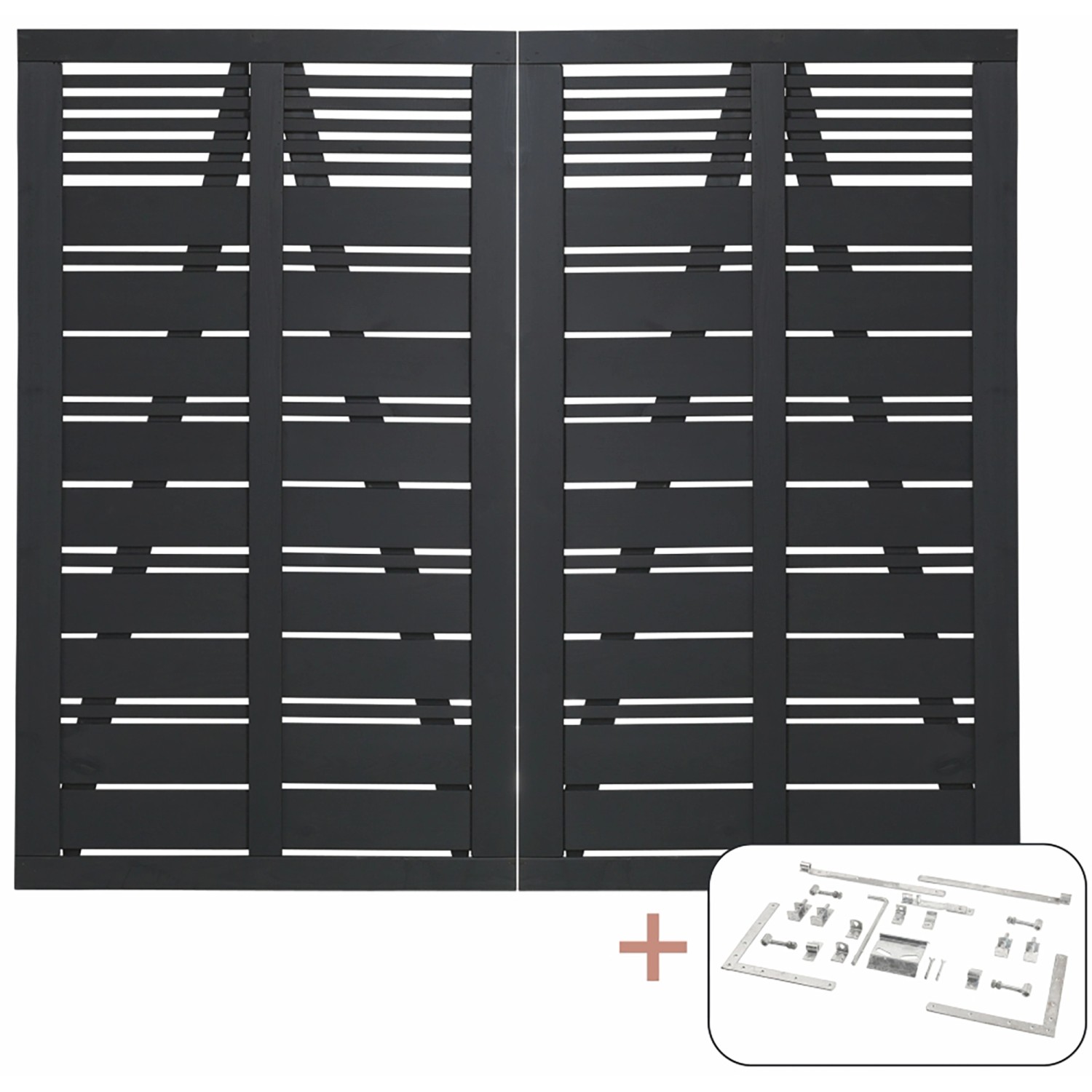 Doppeltor Silence Nadelholz Schwarz 200 cm x 170 cm günstig online kaufen