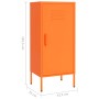 Orangefarbener Büroschrank aus Stahl, 42,5x35x101,5 cm, mit Tür und Griff.