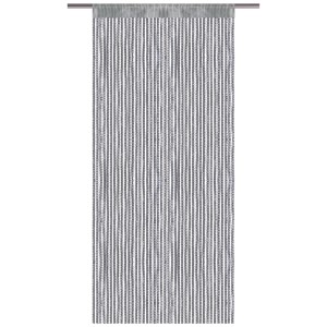 Dunkelgrauer Fadenvorhang mit Metall-Optik, 140x250 cm, mit Stangendurchzug.