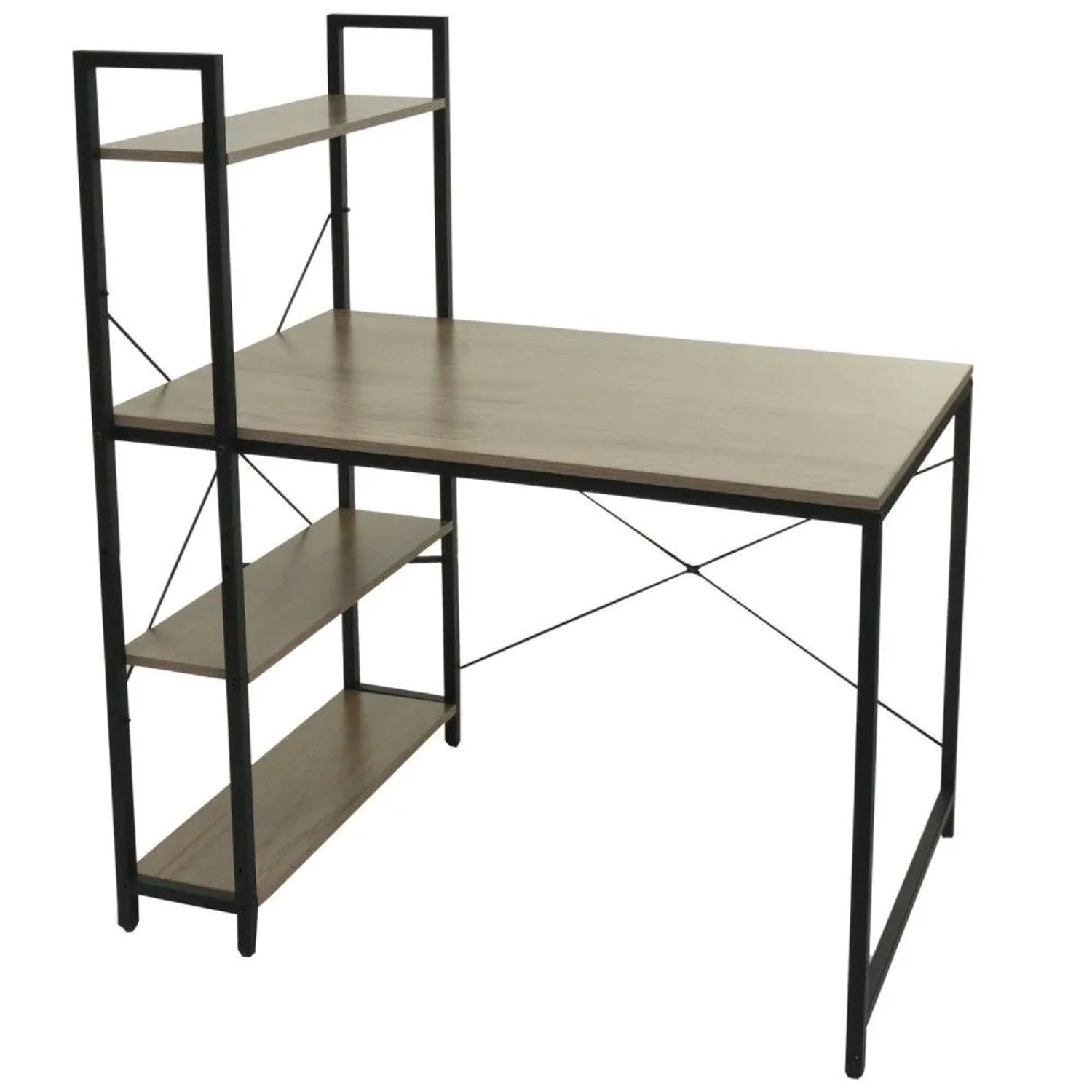 MCW Schreibtisch mit Regal K81 Grau-Braun