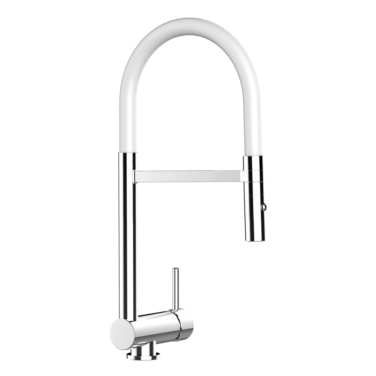 VIZIO Wasserhahn Vorfenster Küchenarmatur Umklappbar 6 CM mit 360° Schwenkbarem Auslauf Abnehmbare 2 Strahl Handbrause Verchromt   Weiß (Maße: 10cm | 70cm | 30cm)