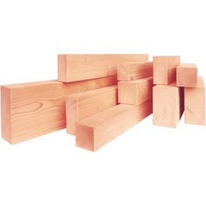 Konstruktionsholz aus Douglasie, 2,8x4,5x200 cm, für Terrassenbau.