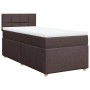 Boxspringbett dunkelbraun (90x190 cm) mit Matratze und Topper. Stoffbezogenes Bett mit Kopfteil.