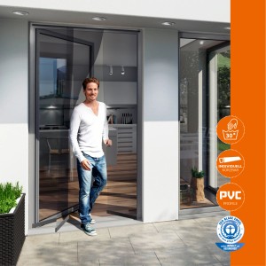 Windhager Fliegengitter Lamellentürvorhang Easy, anthrazit, 120x250cm. Insektenschutz für Terrassentür.