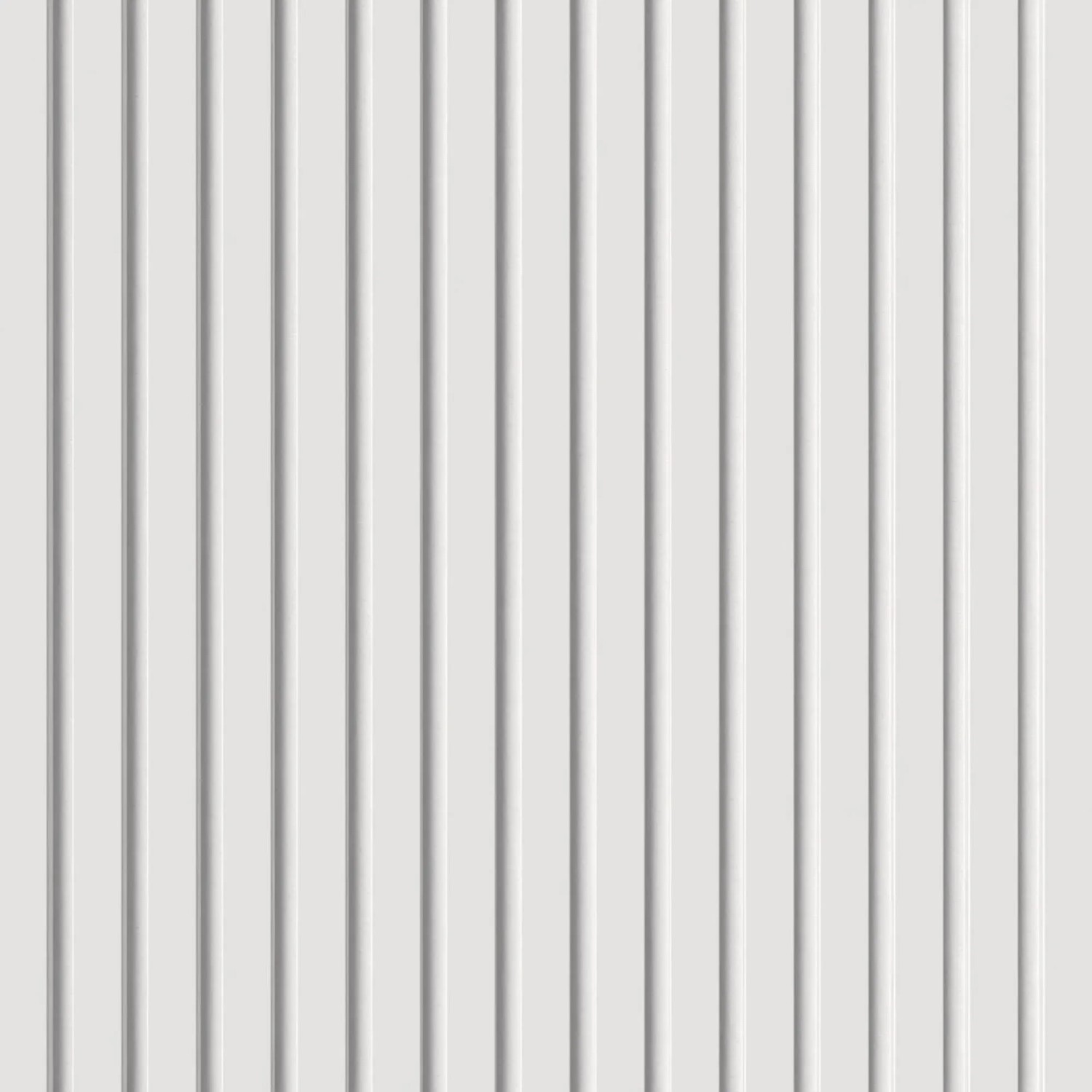 Weißes Denpanels Akustikpaneel (120x60 cm) mit vertikalen Fräsungen für Schallabsorption.