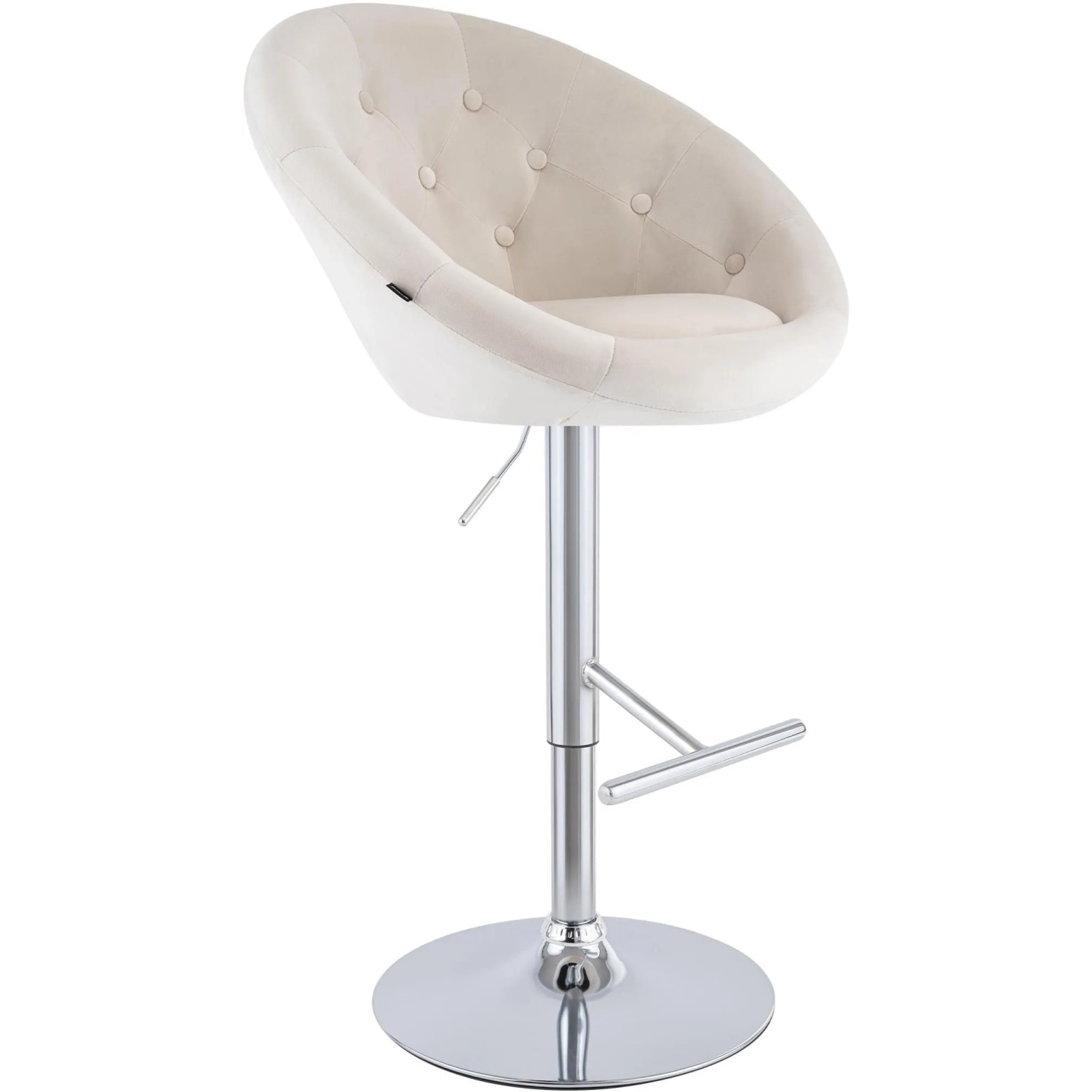 CLP Barhocker London Samt Creme/Chrom